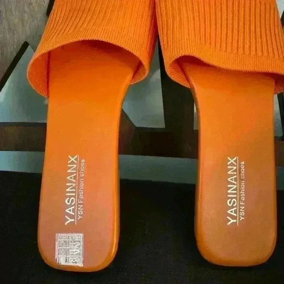 OYOANGLE  Single Band Square Open Toe Slide Sandals Summer Slip on Flat Sandals - Picture 5 of 7